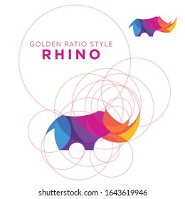 Illustration vector graphic RHINO - WITH GOLDEN RATIO good for Logo, flyer, magazine, T-Shirt, website, Education, etc. (Editable Version)