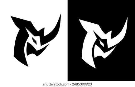 illustration vector graphic of rhino head abstract logo template