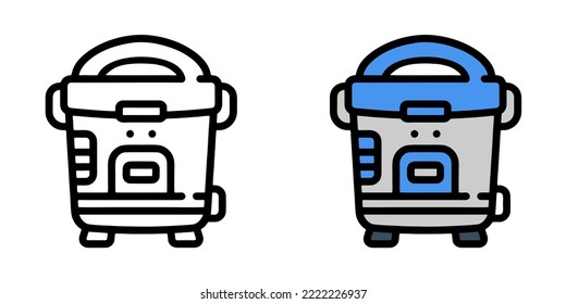 Illustration Vector Graphic of  Rice cooker, home appliances, cooking Icon. Color and black cartoon icon.