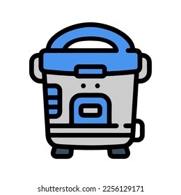 Illustration Vector Graphic of  Rice cooker, home appliances, cooking Icon. Cartoon.
