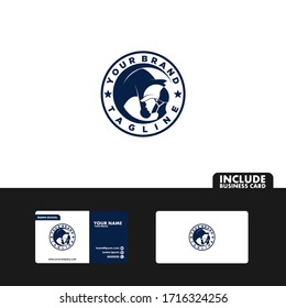 Illustration vector graphic of riding school,horse,badge,logo badge with business card design simple and elegant. Fir for your brand,school company