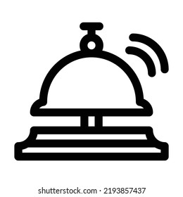 Illustration vector graphic of ringing reception desk bell with outline style on a white background. Suitable for hotel service, accommodation apps, website projects and more.