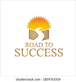 Illustration vector graphic of road to succsess with keys logo design template