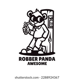 Illustration vector graphic of Robber Panda, good for logo design