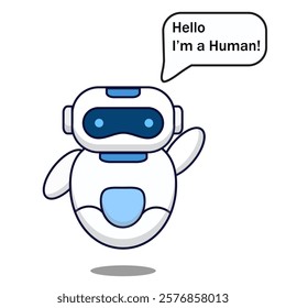 Illustration of vector graphic of Robot AI who said he was a human. Perfect for stickers or website blogs about technology and AI