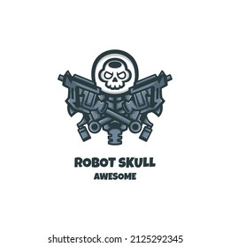 Illustration vector graphic of Robot Skull, good for logo design