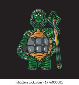 Illustration, Vektorgrafik der Roboterschildkröte. Gut für Kleidung, T-Shirt, e-Sport-Logo, usw.