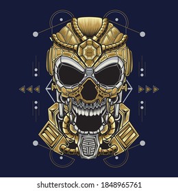 Illustration Vector Graphic Robotics Skull Style Geometric