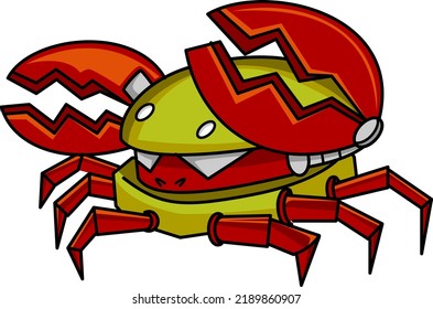 Illustration Vector Graphic Of Robt Of Crab Burger Ready To fight Good For Logo Masct, Design Tshirt, Poster, Clipart