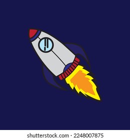 illustration vector graphic of rocket cartoon.