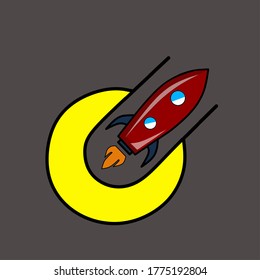 Illustration vector graphic of rocket with grey background