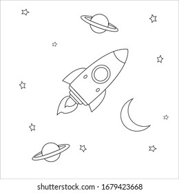 Illustration vector Graphic Of Rocket Outline Good For Coloring Book