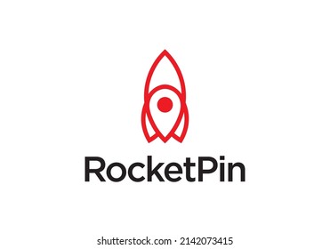  illustration vector graphic of rocket pin line logo simple icon. perfect for Business and Technology logo.