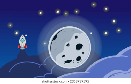 Illustration Vector Graphic Of The Rocket Ready Go To The Moon