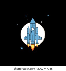 illustration vector graphic of rocket slid to the moon, perfect for clothing logos and children's education