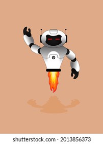 Illustration vector graphic of a rocketing robot illustrates future technological advances