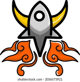 Illustration of Vector Graphic,
Rockets Towards the Crescent, Design is very suitable for needs, icons, clothes, or community logos