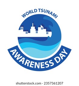 ilustración vectorial de olas onduladas en las afueras de la ciudad, perfecto para el día internacional, el día mundial de la conciencia del tsunami, celebración, tarjeta de saludo, etc.