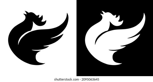 Illustration vector graphic of rooster icon. Rooster logo. Color black and white. Tribal image of a rooster. Simple flat image