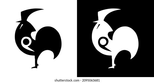 Illustration vector graphic of rooster icon. Rooster logo. Color black and white. Tribal image of a rooster. Simple flat image