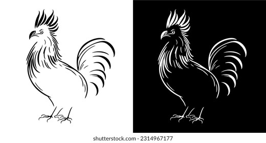 Illustration Vektorgrafik von Rooster Symbol. Silhouette. Schwarz-Weiß. Vektorgrafik. EPS.