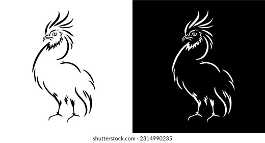 Illustration Vector Graphic of Rooster icon. silhouette. Black and white. Vector. EPS.