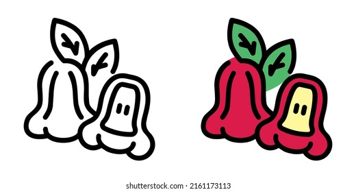 Illustration Vector Graphic of rose, apple fruit, fruit icon