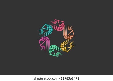Illustration vector graphic of round colorful arrow move. Good for logo