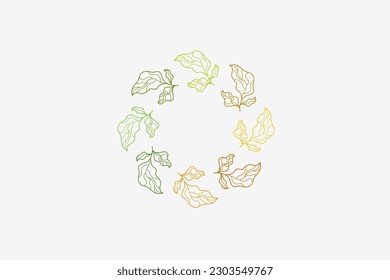 Illustration vector graphic of round line art leaves. Good for decoration or logo