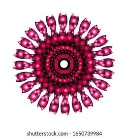 ilustración vectorial de ornamento redondo en 3D sobre fondo blanco. de un color rosa brillante.  para el logotipo, icono o símbolo, etc