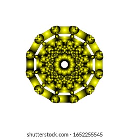 ilustración vectorial de ornamento redondo en 3D sobre fondo blanco. para el logotipo, con un icono o símbolo de color amarillo brillante, etc