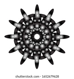 Vektorillustration-Grafik von Rundschmuck in 3D auf weißem Hintergrund. mit glänzender schwarzer Farbe.  geeignet für Logo, Symbol oder Symbol usw.