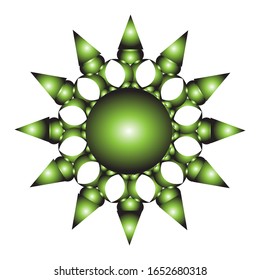 illustration vector graphic of Round ornament in 3D on white background. with a shiny green color. fit for logo, icon or symbol, etc