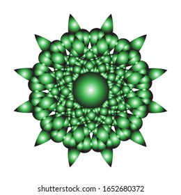 ilustración vectorial de ornamento redondo en 3D sobre fondo blanco. de un color verde brillante.  para el logotipo, icono o símbolo, etc