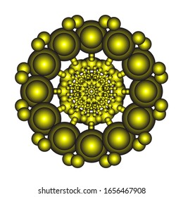 illustration vector graphic of Round ornament in 3D on white background. Abstract coloring hand drawn mandala vector design. in golden yellow. fit for logo, icon or symbol, etc