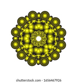 illustration vector graphic of Round ornament in 3D on white background. Abstract coloring hand drawn mandala vector design. in golden yellow. fit for logo, icon or symbol, etc
