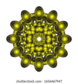 illustration vector graphic of Round ornament in 3D on white background. Abstract coloring hand drawn mandala vector design. in golden yellow. fit for logo, icon or symbol, etc
