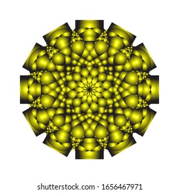 illustration vector graphic of Round ornament in 3D on white background. Abstract coloring hand drawn mandala vector design. in golden yellow. fit for logo, icon or symbol, etc