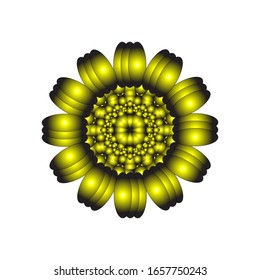 illustration vector graphic of Round ornament in 3D on white background. Abstract coloring hand drawn mandala vector design. in golden yellow. fit for logo, icon or symbol, etc