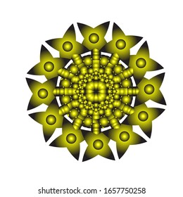 illustration vector graphic of Round ornament in 3D on white background. Abstract coloring hand drawn mandala vector design. in golden yellow. fit for logo, icon or symbol, etc