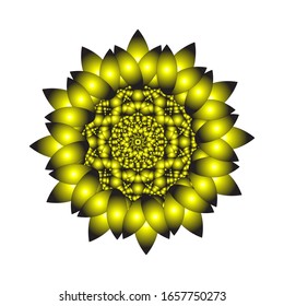 illustration vector graphic of Round ornament in 3D on white background. Abstract coloring hand drawn mandala vector design. in golden yellow. fit for logo, icon or symbol, etc