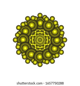 illustration vector graphic of Round ornament in 3D on white background. Abstract coloring hand drawn mandala vector design. in golden yellow. fit for logo, icon or symbol, etc