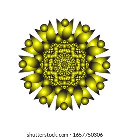 illustration vector graphic of Round ornament in 3D on white background. Abstract coloring hand drawn mandala vector design. in golden yellow. fit for logo, icon or symbol, etc