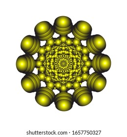 illustration vector graphic of Round ornament in 3D on white background. Abstract coloring hand drawn mandala vector design. in golden yellow. fit for logo, icon or symbol, etc