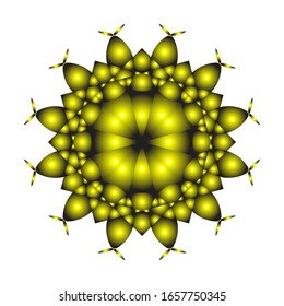 illustration vector graphic of Round ornament in 3D on white background. Abstract coloring hand drawn mandala vector design. in golden yellow. fit for logo, icon or symbol, etc