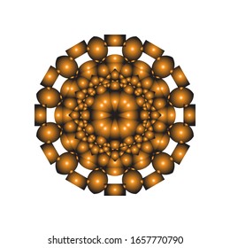 ilustración vectorial de ornamento redondo en 3D sobre fondo blanco. Diseño de Mandala geométrica. con un color naranja brillante. para el logotipo, icono o símbolo, etc