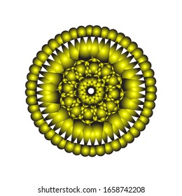 illustration vector graphic of Round ornament in 3D on white background. Abstract coloring hand drawn mandala vector design. in golden yellow. fit for logo, icon or symbol, etc