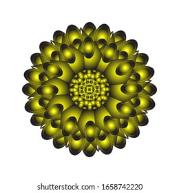 illustration vector graphic of Round ornament in 3D on white background. Abstract coloring hand drawn mandala vector design. in golden yellow. fit for logo, icon or symbol, etc