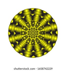 illustration vector graphic of Round ornament in 3D on white background. Abstract coloring hand drawn mandala vector design. in golden yellow. fit for logo, icon or symbol, etc