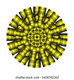 illustration vector graphic of Round ornament in 3D on white background. Abstract coloring hand drawn mandala vector design. in golden yellow. fit for logo, icon or symbol, etc
